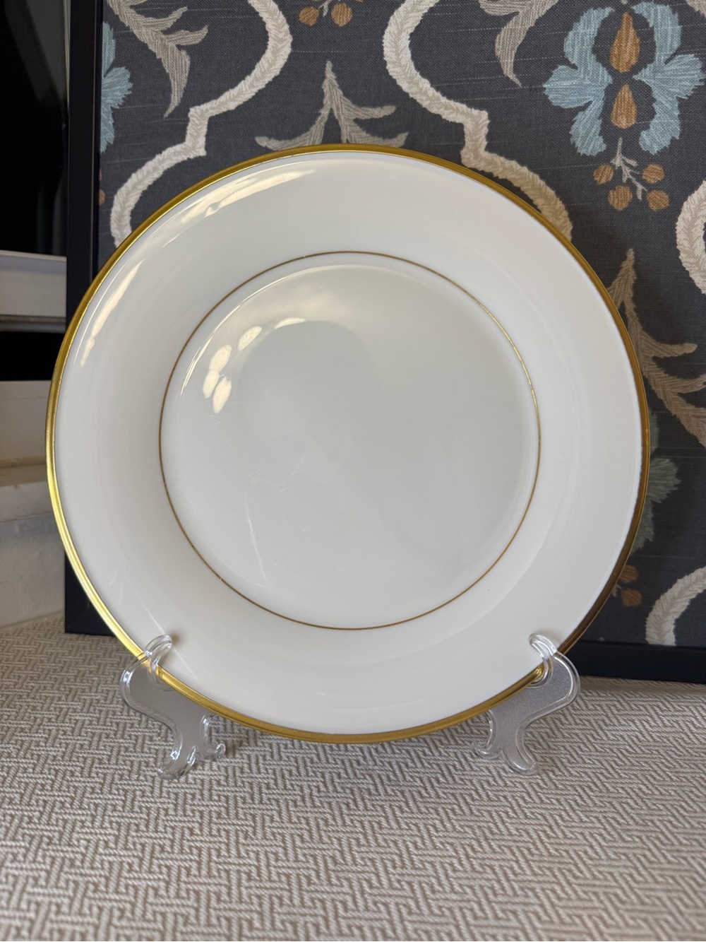 Lenox White Porcelain Dinner Plate with Gold Band